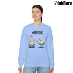 Women’s Spongebob Patrick Bros Fist Bump Distressed For Men Relaxed Sweatshirt in light blue | Soft, Laid-Back Vibe