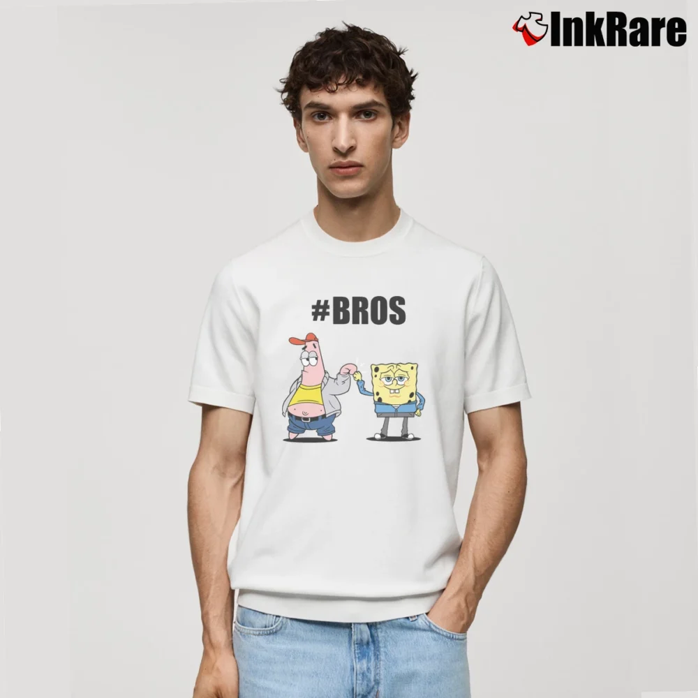 Men’s Spongebob Patrick Bros Fist Bump Distressed For Men Classic T-Shirt in white | Soft, Breathable Everyday Wear