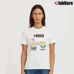 Women’s Spongebob Patrick Bros Fist Bump Distressed For Men Signature T-Shirt in white | Soft, Flattering Fit