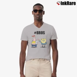 Men’s Spongebob Patrick Bros Fist Bump Distressed For Men V-Neck Tee in sport grey | Sharp, Breathable, Everyday Staple