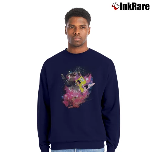 Spongebob Patrick Riding A Kitty Cat Graphic Men’s Crewneck Sweatshirt in navy – Soft & Durable Men’s Spongebob Patrick Riding A Kitty Cat Graphic Crewneck Sweatshirt in navy | Cozy Fabric, Clean Style