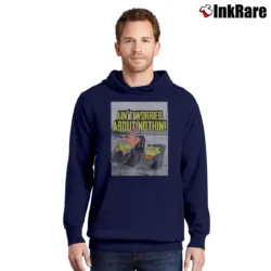 Men’s Spongebob Patrick Star Ain't Worried About Nothin Funny Pullover Hoodie in navy | Cozy, Durable, Modern Fit