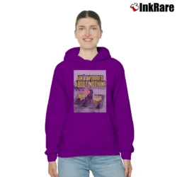Women’s Spongebob Patrick Star Ain't Worried About Nothin Funny Cozy Hoodie in purple | Warm, Structured, Stylish