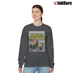 Women’s Spongebob Patrick Star Ain't Worried About Nothin Funny Relaxed Sweatshirt in charcoal | Soft, Laid-Back Vibe