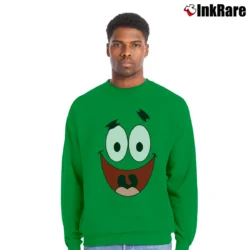 Men’s Spongebob Patrick Star Face Classic Crewneck Sweatshirt in irish green | Cozy Fabric, Clean Style