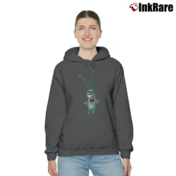 Women’s Spongebob Plankton Funny Cozy Hoodie in charcoal | Warm, Structured, Stylish