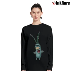 Women’s Spongebob Plankton Funny Long-Sleeve Top in black | Sleek, Versatile, All-Season