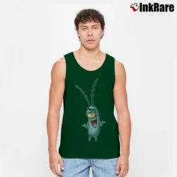 Men’s Spongebob Plankton Funny Tank Top in forest green | Breathable, Active-Friendly Design