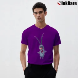 Men’s Spongebob Plankton Funny V-Neck Tee in purple | Sharp, Breathable, Everyday Staple