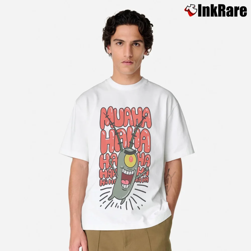 Men’s Spongebob Plankton Muahaha Classic Classic T-Shirt in white | Soft, Breathable Everyday Wear