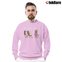 Men’s Spongebob Squarepants Chocolate Lover Funny Classic Crewneck Sweatshirt in light pink | Cozy Fabric, Clean Style