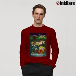 Men’s Spongebob Squarepants Hash Slinging Slasher Long-Sleeve Shirt in maroon | Sleek, Lightweight, Year-Round Wear