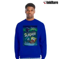 Men’s Spongebob Squarepants Hash Slinging Slasher Crewneck Sweatshirt in royal blue | Cozy Fabric, Clean Style
