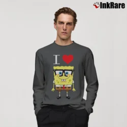 Men’s Spongebob Squarepants I Love Spongebob Valentine Long-Sleeve Shirt in charcoal | Sleek, Lightweight, Year-Round Wear