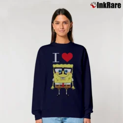 Women’s Spongebob Squarepants I Love Spongebob Valentine Relaxed Sweatshirt in navy | Soft, Laid-Back Vibe