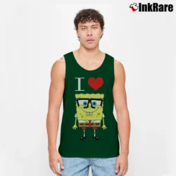 Men’s Spongebob Squarepants I Love Spongebob Valentine Tank Top in forest green | Breathable, Active-Friendly Design