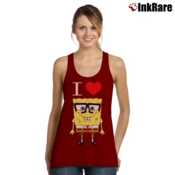 Women’s Spongebob Squarepants I Love Spongebob Valentine Tank Top in maroon | Lightweight, Movement-Friendly