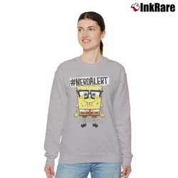 Women’s Spongebob Squarepants Nerd Alert Funny Cartoon Relaxed Sweatshirt in sport grey | Soft, Laid-Back Vibe