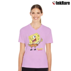Women’s Spongebob Squarepants Nickelodeon V-Neck Tee in light pink | Chic Neckline, Soft Texture