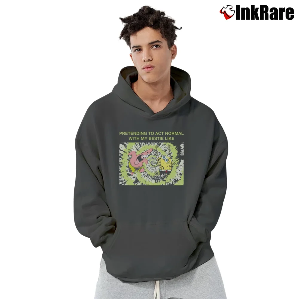 Men’s Spongebob Squarepants Patrick Bestie Grey Pullover Hoodie in charcoal | Cozy, Durable, Modern Fit