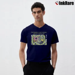 Men’s Spongebob Squarepants Patrick Bestie Grey V-Neck Tee in navy | Sharp, Breathable, Everyday Staple