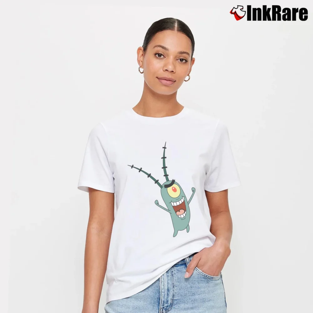 Women’s Spongebob Squarepants Plankton Signature T-Shirt in white | Soft, Flattering Fit