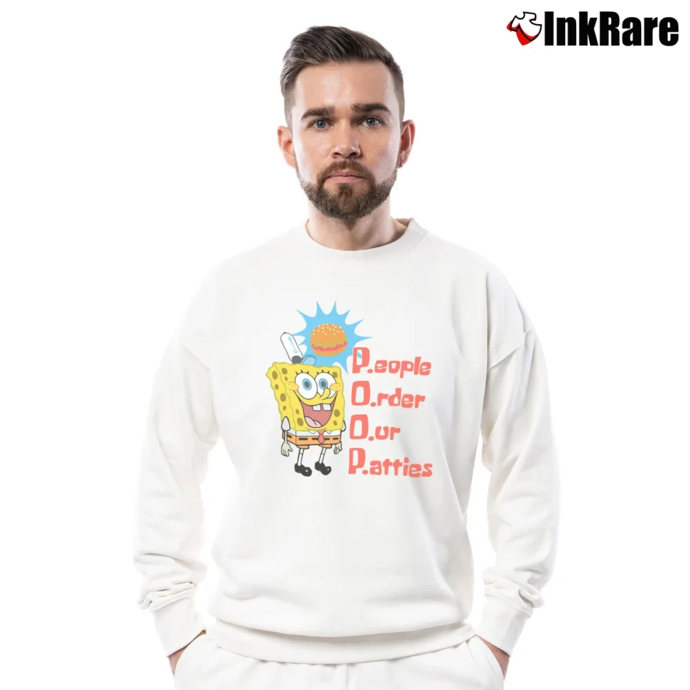 Men’s Spongebob Squarepants POOP Crewneck Sweatshirt in white | Cozy Fabric, Clean Style