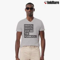 Men’s Spongebob Squarepants Ravioli Give Me The Formuoli V-Neck Tee in sport grey | Sharp, Breathable, Everyday Staple
