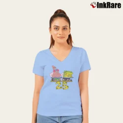 Women’s Spongebob Squarepants You Know Whats Funnier Than 24 25 V-Neck Tee in light blue | Chic Neckline, Soft Texture
