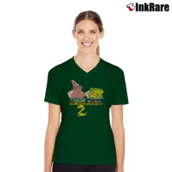 Women’s Spongebob Squarepants You Know Whats Funnier Than 24 V-Neck Tee in forest green | Chic Neckline, Soft Texture
