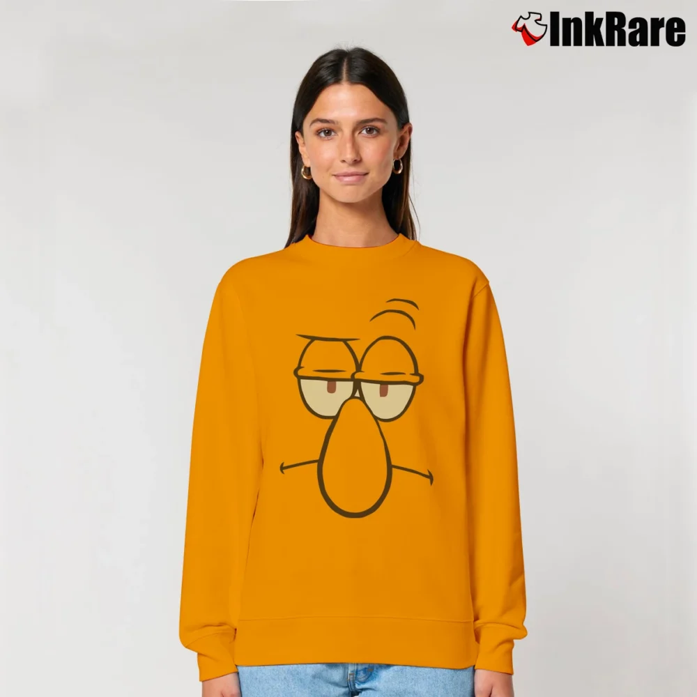 Women’s Spongebob Squidward Big Face Relaxed Sweatshirt in orange | Soft, Laid-Back Vibe