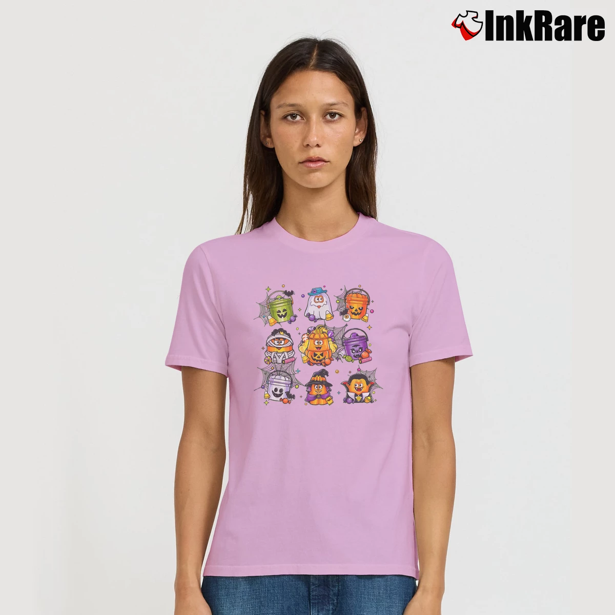 Women’s Spooky Nuggets Meal Bucket Chicken Halloween T-Shirt in light pink | Soft, Flattering Fit