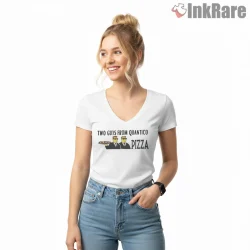 Springfield Fbi Pizza Parody Quantico Crossover Shirt on white v-neck shirt for women graphic tee