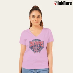 Women’s Springfield Isotopes Simpsons V-Neck Tee in light pink | Chic Neckline, Soft Texture