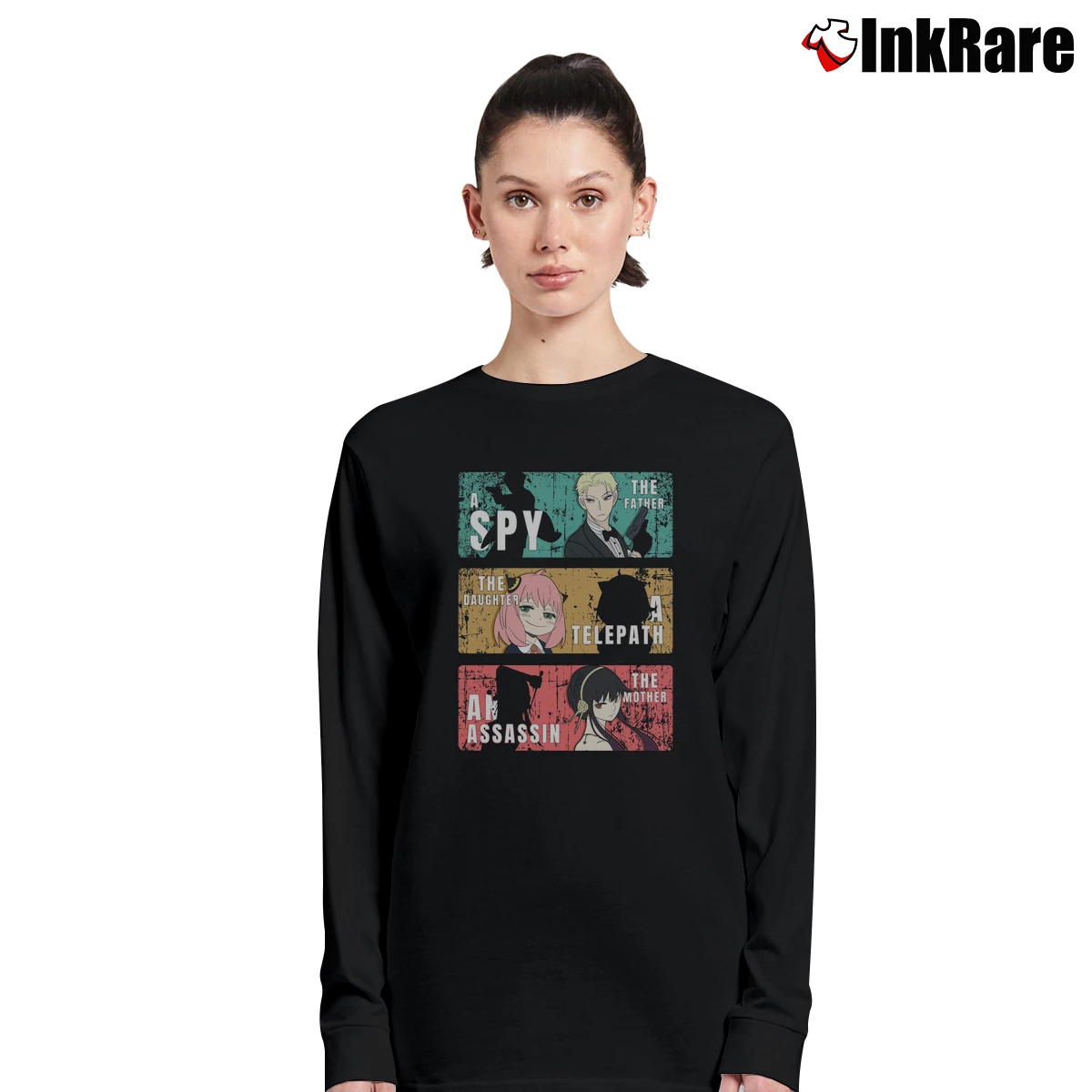 Women’s Spy X Family Vintage Long-Sleeve Top in black | Sleek, Versatile, All-Season