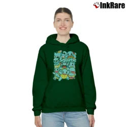 Women’s Squirtle Pokemon Custom Retro Style Cozy Hoodie in forest green | Warm, Structured, Stylish