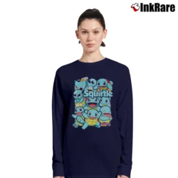 Women’s Squirtle Pokemon Custom Retro Style Long-Sleeve Top in navy | Sleek, Versatile, All-Season