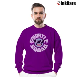 Men’s Squirtle Squad Pokemon Cartoon Game Crewneck Sweatshirt in purple | Cozy Fabric, Clean Style