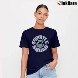 Women’s Squirtle Squad Pokemon Cartoon Game Signature T-Shirt in navy | Soft, Flattering Fit