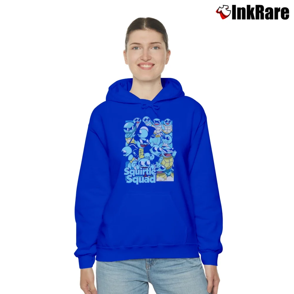 Women’s Squirtle Squad Pokemon Custom Retro Style Cozy Hoodie in royal blue | Warm, Structured, Stylish