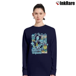 Women’s Squirtle Squad Pokemon Custom Retro Style Long-Sleeve Top in navy | Sleek, Versatile, All-Season