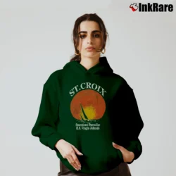 Women’s St. Croix Scenic Travel Graphic Cozy Hoodie in forest green | Warm, Structured, Stylish