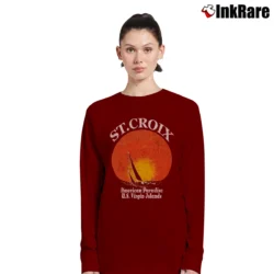 Women’s St. Croix Scenic Travel Graphic Long-Sleeve Top in maroon | Sleek, Versatile, All-Season