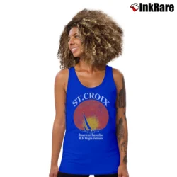 Women’s St. Croix Scenic Travel Graphic Tank Top in royal blue | Lightweight, Movement-Friendly