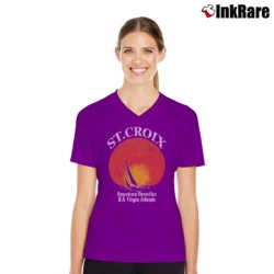 Women’s St. Croix Scenic Travel Graphic V-Neck Tee in purple | Chic Neckline, Soft Texture