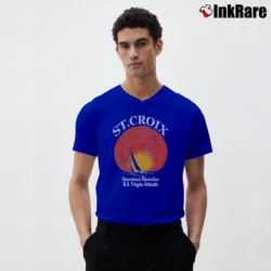 Men’s St. Croix Scenic Travel Graphic V-Neck Tee in royal blue | Sharp, Breathable, Everyday Staple