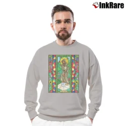 Men’s St. Fiacre Catholic Religious Art Crewneck Sweatshirt in sport grey | Cozy Fabric, Clean Style