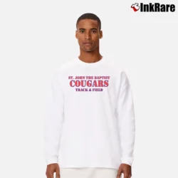 Men’s St John The Baptist Cougars Track and Field Long-Sleeve Shirt in white | Sleek, Lightweight, Year-Round Wear