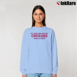 Women’s St John The Baptist Cougars Track and Field Relaxed Sweatshirt in light blue | Soft, Laid-Back Vibe