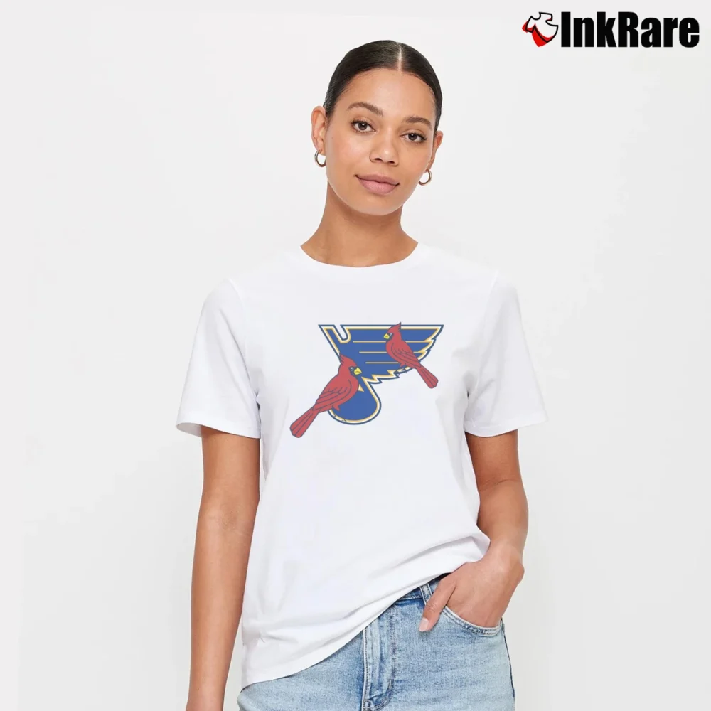 Women’s St. Louis Cardinals Blues Mashup Signature T-Shirt in white | Soft, Flattering Fit